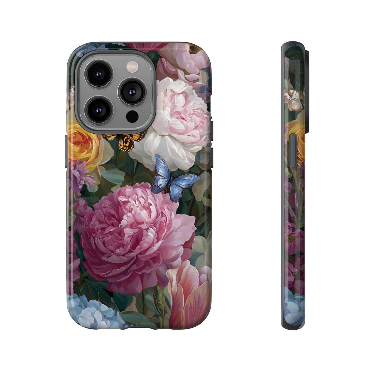 Vintage Peony & Butterfly Tough Floral Phone Case – Protective Slim Cover - [HaveITcased]