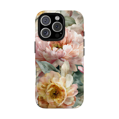Peony Blossom Floral Phone Tough Case for iPhone, Samsung – Elegant Protective Cover with Pastel Flower - [HaveITcased]