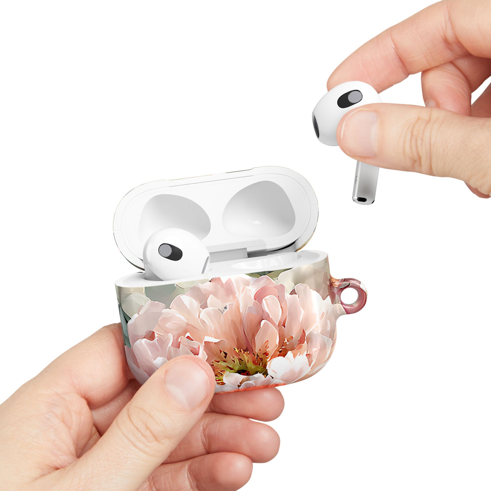 Peony Blossom Floral AirPod Case – Elegant Protective Cover with Pastel Flower - [HaveITcased]