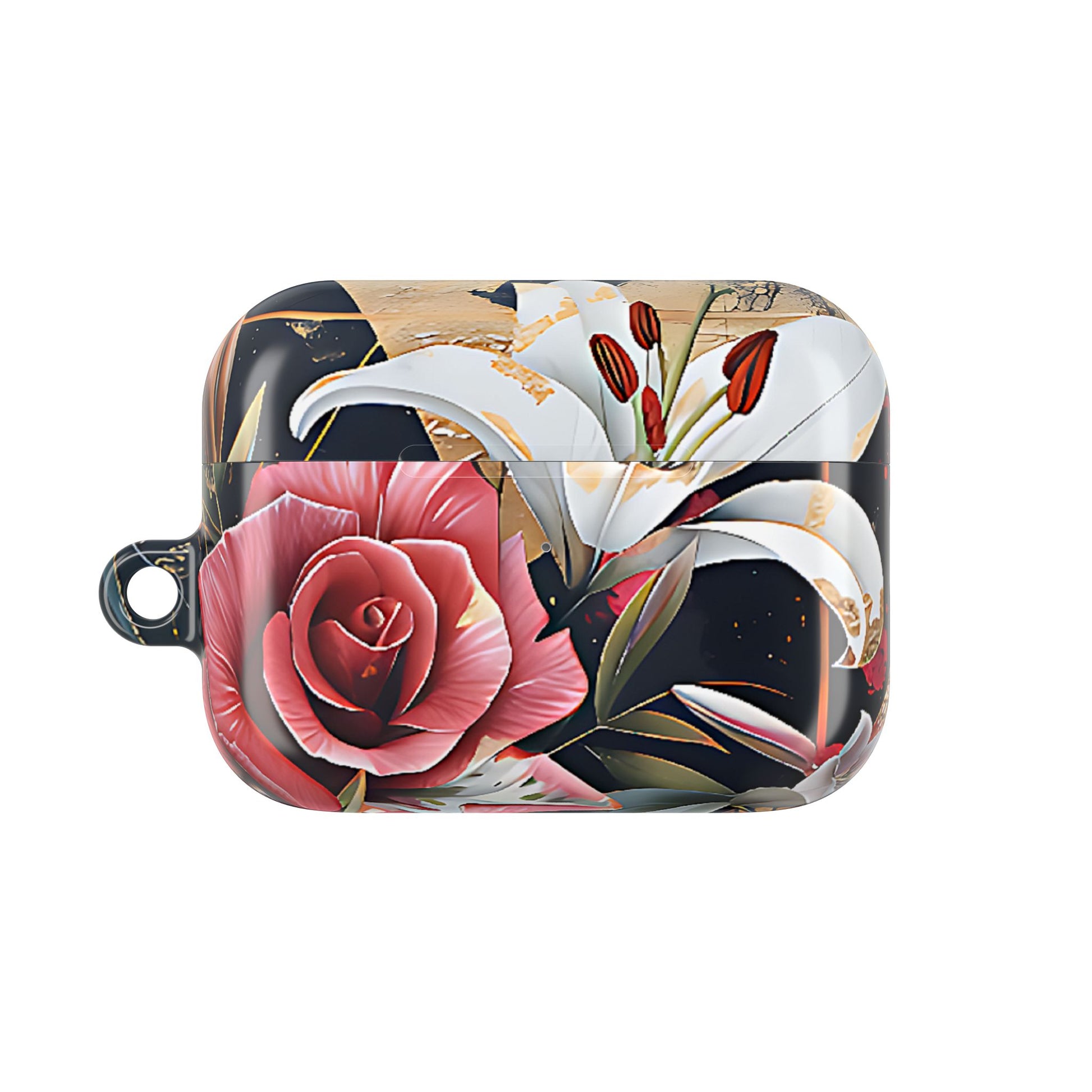 Elegant Floral Design For AirPod Case with Red Rose & White Lily Pattern - [HaveITcased]