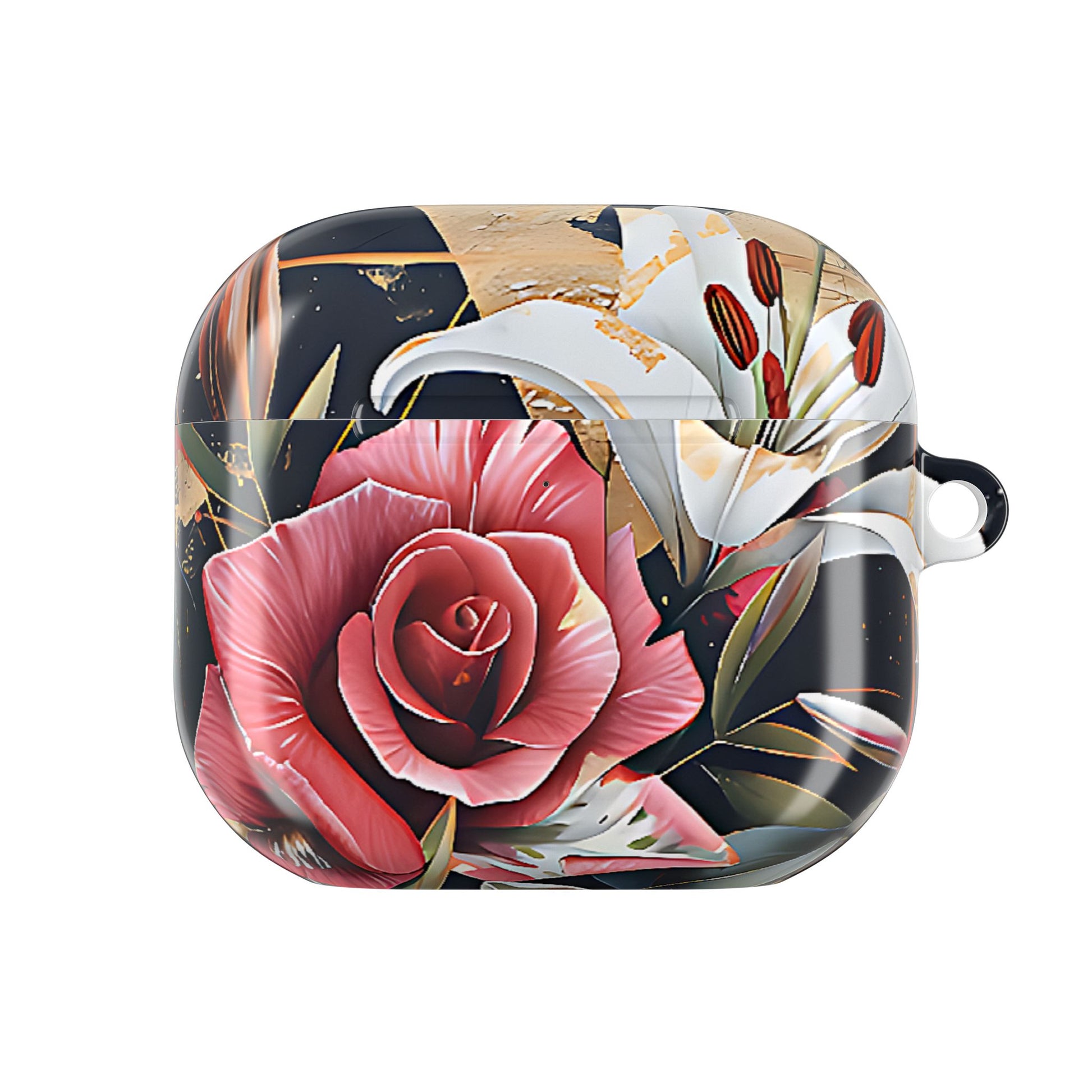 Elegant Floral Design For AirPod Case with Red Rose & White Lily Pattern - [HaveITcased]