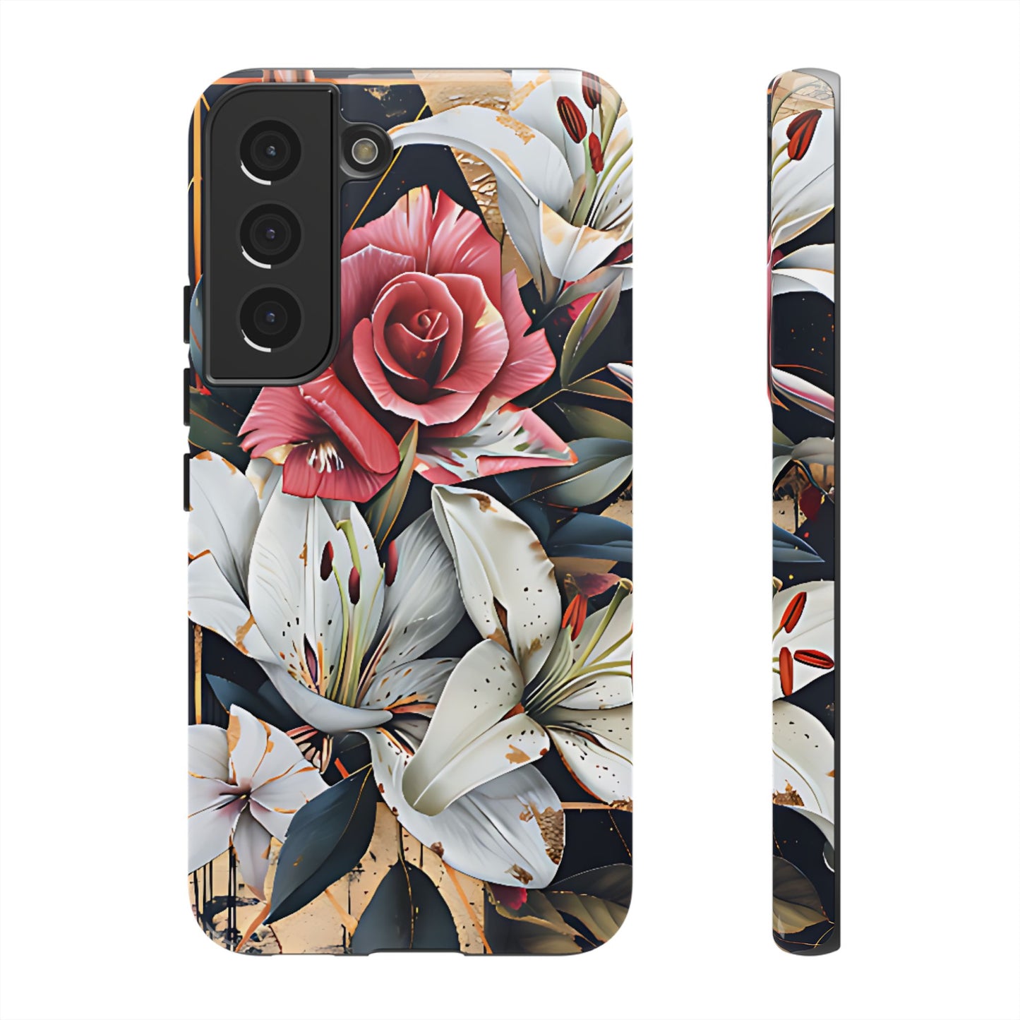 Elegant Floral Design For Phone Case with Red Rose & White Lily Pattern - [HaveITcased]