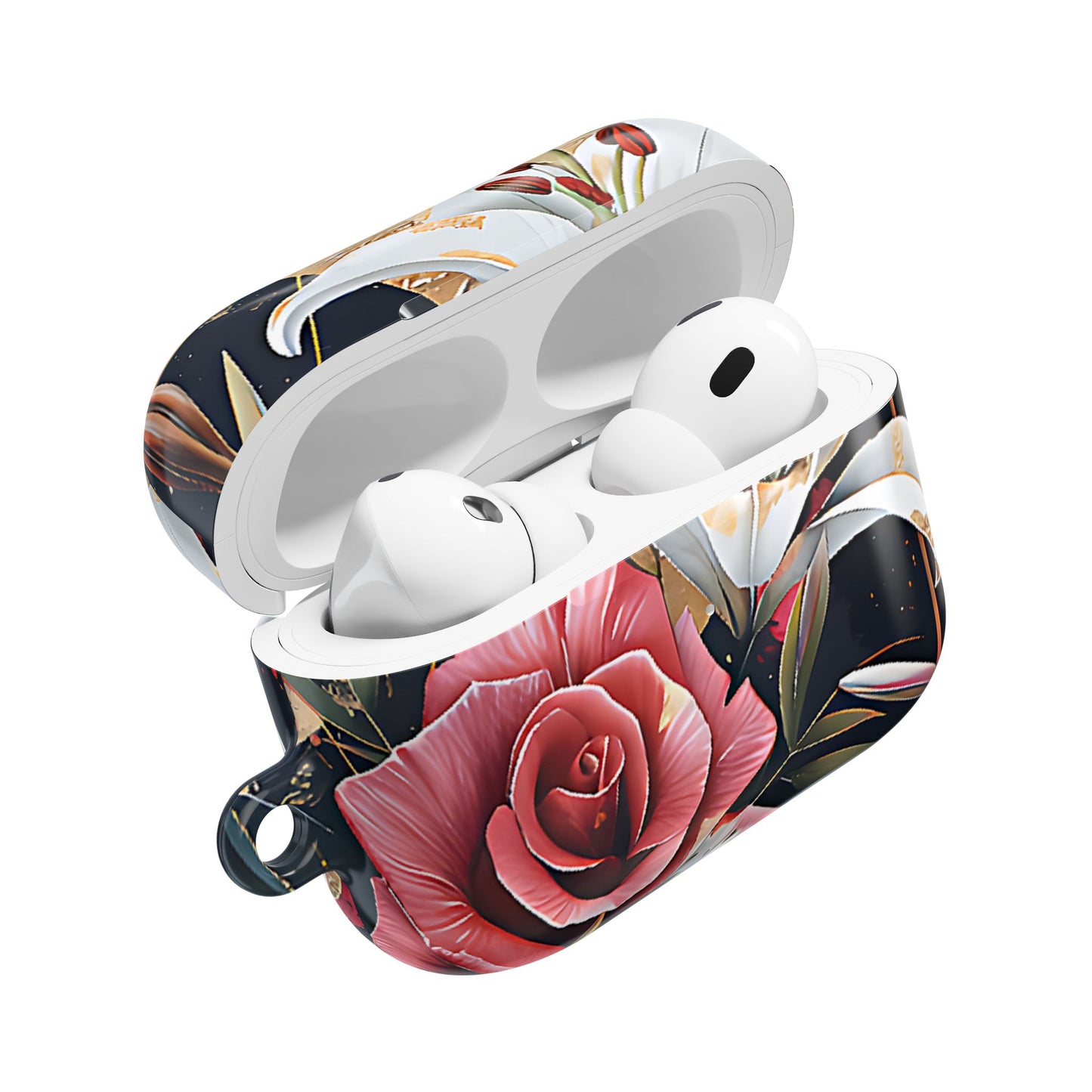 Elegant Floral Design For AirPod Case with Red Rose & White Lily Pattern - [HaveITcased]