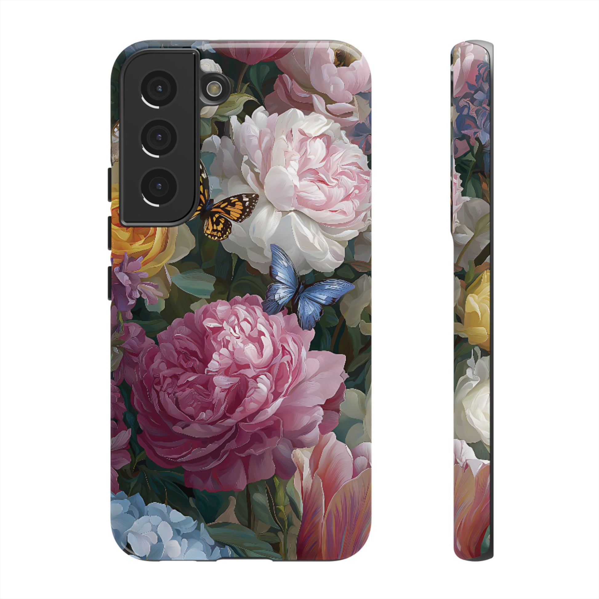 Vintage Peony & Butterfly Tough Floral Phone Case – Protective Slim Cover - [HaveITcased]