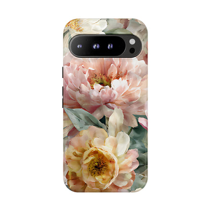 Peony Blossom Floral Phone Tough Case for iPhone, Samsung – Elegant Protective Cover with Pastel Flower - [HaveITcased]