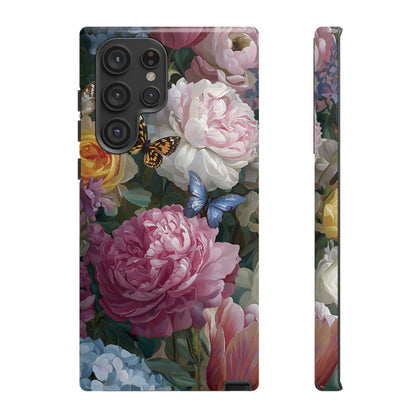 Vintage Peony & Butterfly Tough Floral Phone Case – Protective Slim Cover - [HaveITcased]