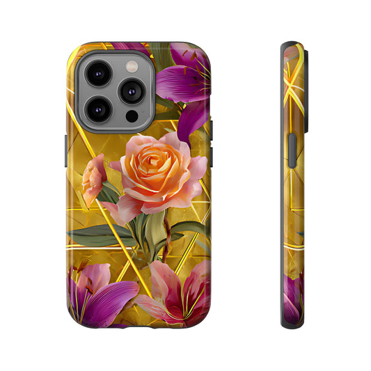 Golden Bloom Elegance Tough Floral Case - [HaveITcased]