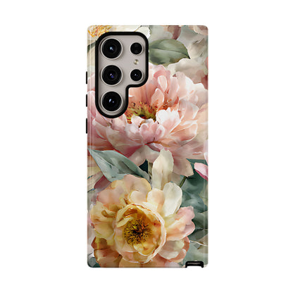 Peony Blossom Floral Phone Tough Case for iPhone, Samsung – Elegant Protective Cover with Pastel Flower - [HaveITcased]