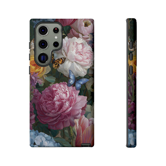 Vintage Peony & Butterfly Tough Floral Phone Case – Protective Slim Cover - [HaveITcased]