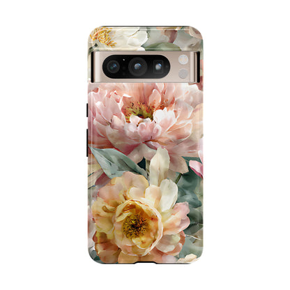 Peony Blossom Floral Phone Tough Case for iPhone, Samsung – Elegant Protective Cover with Pastel Flower - [HaveITcased]