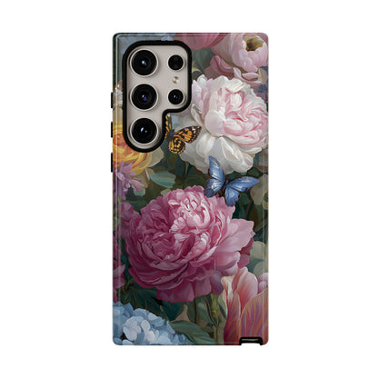 Vintage Peony & Butterfly Tough Floral Phone Case – Protective Slim Cover - [HaveITcased]
