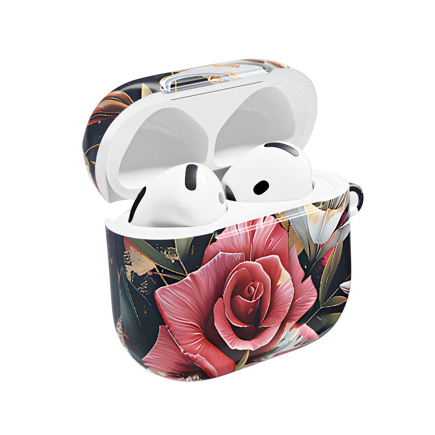 Elegant Floral Design For AirPod Case with Red Rose & White Lily Pattern - [HaveITcased]