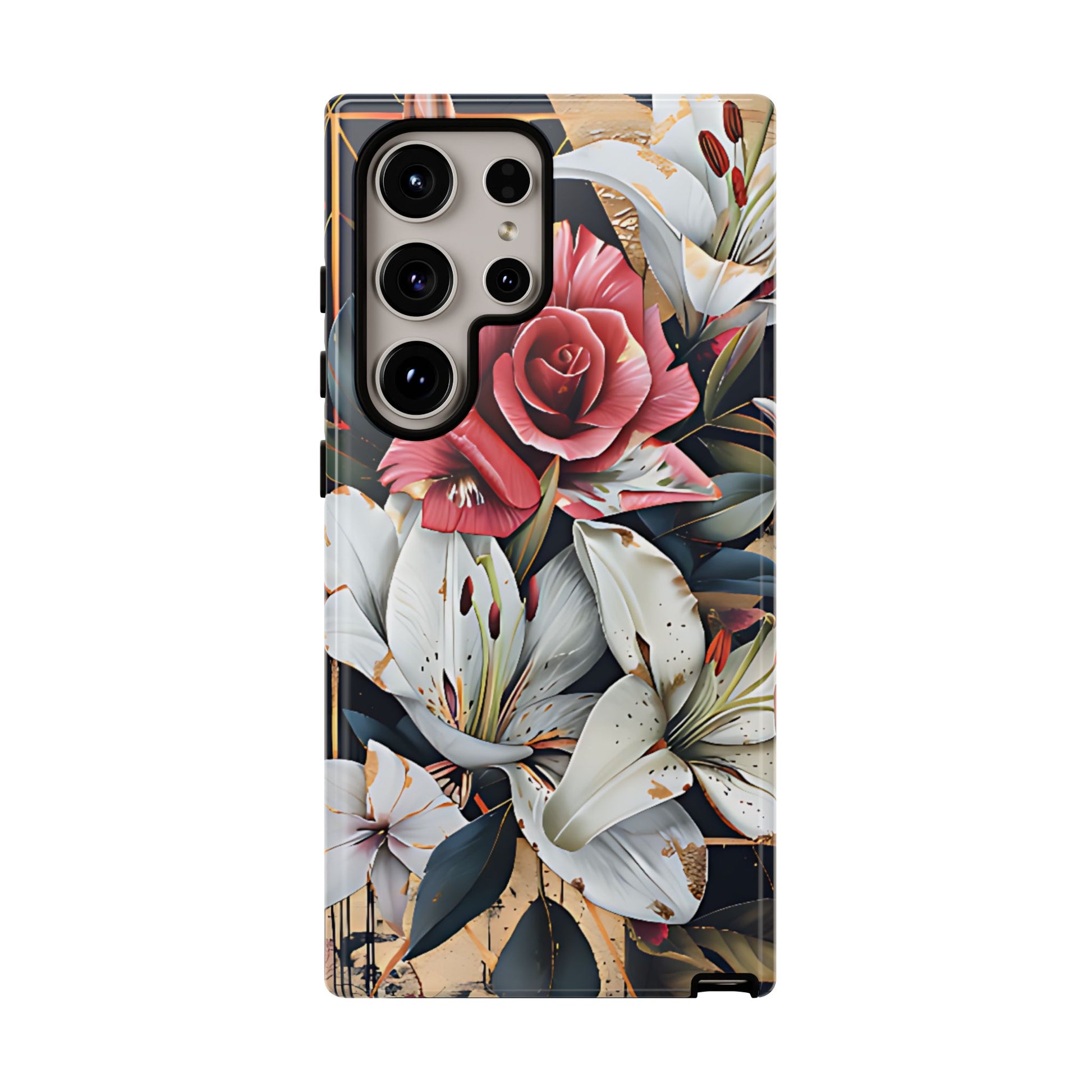 Elegant Floral Design For Phone Case with Red Rose & White Lily Pattern - [HaveITcased]