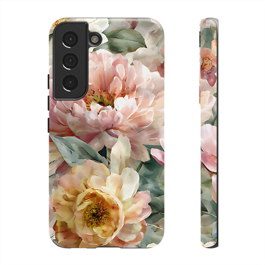 Peony Blossom Floral Phone Tough Case for iPhone, Samsung – Elegant Protective Cover with Pastel Flower - [HaveITcased]