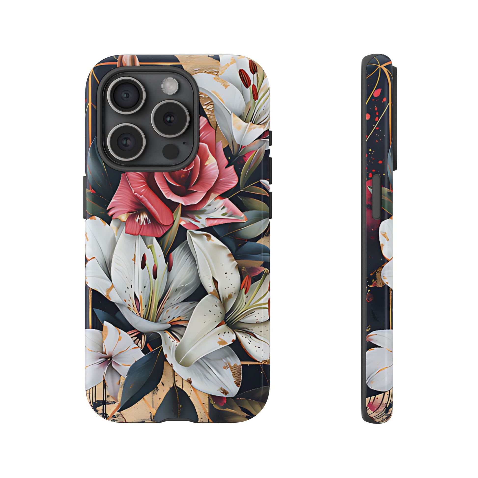 Elegant Floral Design For Phone Case with Red Rose & White Lily Pattern - [HaveITcased]