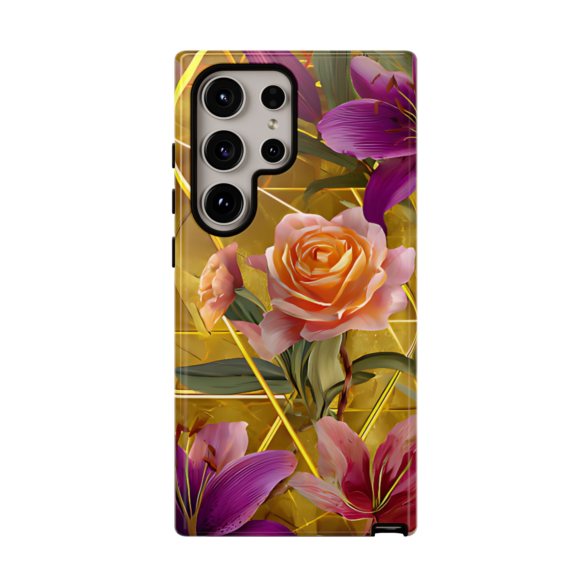 Golden Bloom Elegance Tough Floral Case - [HaveITcased]