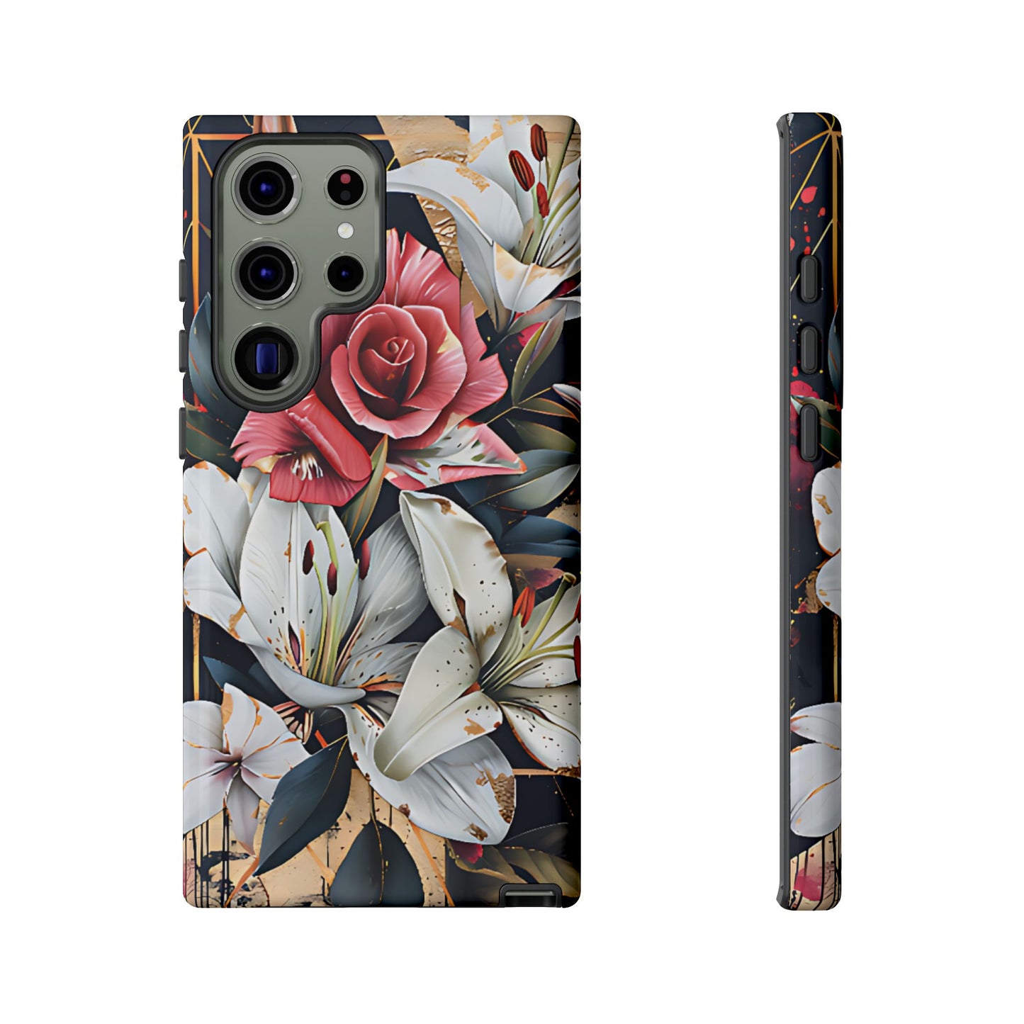 Elegant Floral Design For Phone Case with Red Rose & White Lily Pattern - [HaveITcased]