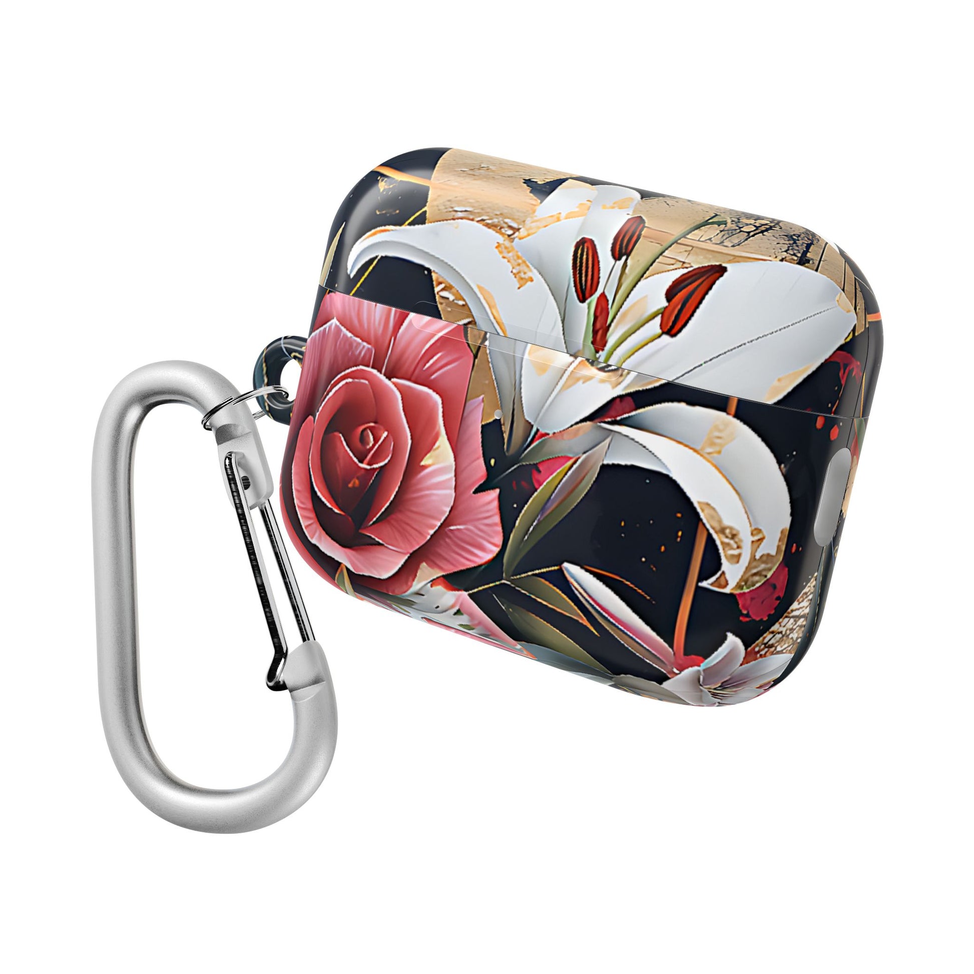 Elegant Floral Design For AirPod Case with Red Rose & White Lily Pattern - [HaveITcased]