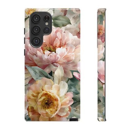 Peony Blossom Floral Phone Tough Case for iPhone, Samsung – Elegant Protective Cover with Pastel Flower - [HaveITcased]