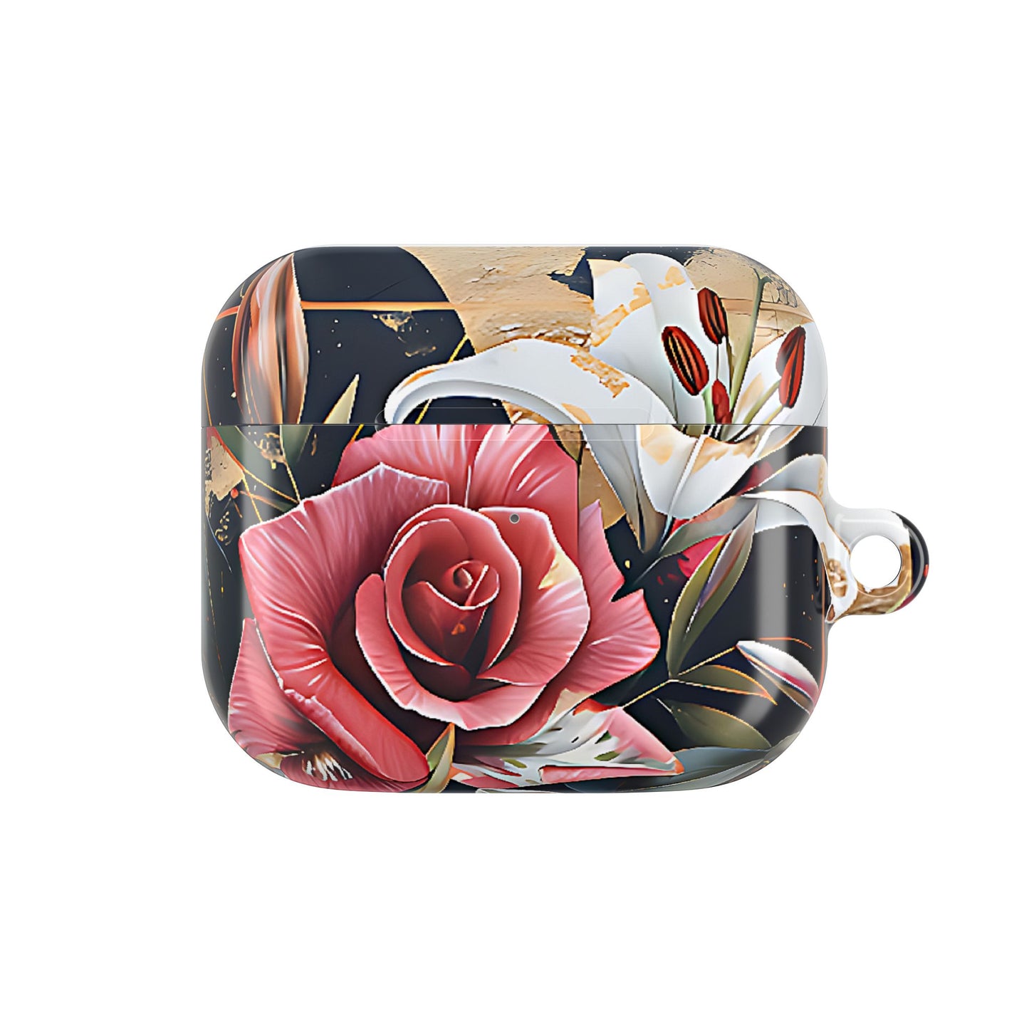 Elegant Floral Design For AirPod Case with Red Rose & White Lily Pattern - [HaveITcased]