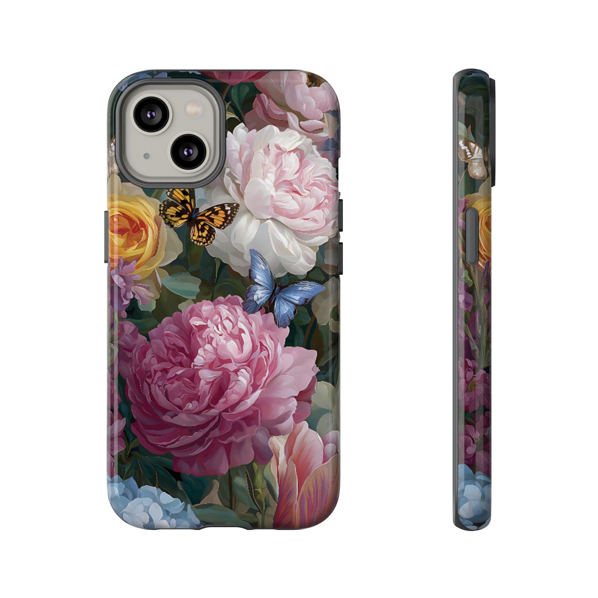 Vintage Peony & Butterfly Tough Floral Phone Case – Protective Slim Cover - [HaveITcased]
