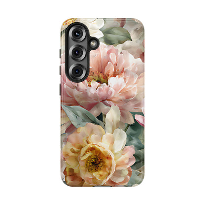 Peony Blossom Floral Phone Tough Case for iPhone, Samsung – Elegant Protective Cover with Pastel Flower - [HaveITcased]