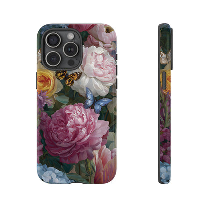 Vintage Peony & Butterfly Tough Floral Phone Case – Protective Slim Cover - [HaveITcased]