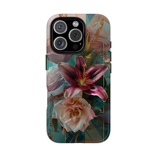 Pink Lily & Rose Design Floral Phone Case - [HaveITcased]